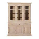 Vaisselier en chne blanchi 3 portes vitres 3 tiroirs 3 portes bois - victoria