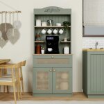 Vaisselier de cuisine vert sauge, cannage & niche caf� varen