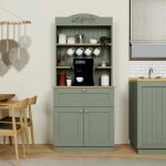 Vaisselier de cuisine vert sauge, niche machine � caf� varen