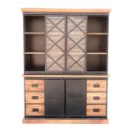 Vaisselier grand modèle bakou portes coulissantes manguier et métal Vaisselier grand modèle bakou portes coulissantes manguier et métal