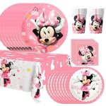 Vaisselle de decoration anniversaire minnie, ensemble de vaisselle minnie anniversaire - gobelet assiette ...