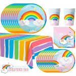 Vaisselle jetable - anniversaire - arc - en - ciel - 20 assiettes 9  - 20 assiettes 7  - multicolore