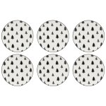 Vaisselle sapin en porcelaine noires et blanches (lot de 6) assiette 19