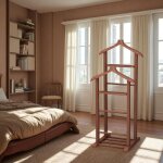 Valet de chambre double - bois marron, vide - poches sitia