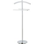 Valet de nuit double portant en m�tal chrom� avec socle rond stable ? dimensions 43 x 28 x 109 cm