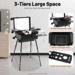 Valise de maquillage � roulettes avec miroir et lumi�re hauteur et luminosit� r�glables verrouillable ...