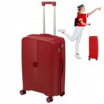 Valise de voyage rouge moyenne pour femme, rigide, en polypropyl�ne, 68 x 45 x 27 cm, sur 4 roues