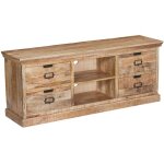 Valmon - meuble tv en manguier 4 tiroirs et 2 niches