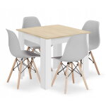 Valora ensemble table 80x80 ch�ne sonoma + 4 chaises osaka grises