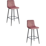 Valora tabouret pozza velours rose fonc� pieds noirs x2