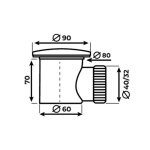 Valve de siphon pour receveur de douche 60 - 90 mm, abs, finition chrom�e, sortie horizontale 40 / 32 ...