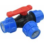 Vanne  bille d'arrt, 32mm robinet  tournant sphrique  trois voies  connexion rapide pvc pe tuyau ...