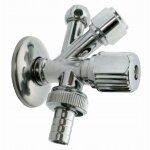 Vanne combin�e 1 / 2 x 3 / 4 x 3 / 8 mini angle