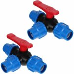 Vanne pvc pression 3 voies boisseau sph�rique pehd antirouille poign�e isolante vinyle rouge filetage ...