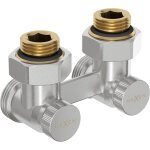 Mexen - vanne de radiateur bitube dn50, angulaire 1 / 2'x3 / 4', nickel - w911 - 012 - 01