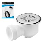 Vanne siphon pour receveur de douche horizontal + r�ducteur + grille inox, genil.