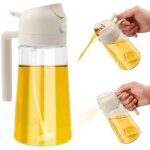Vaporisateur d'huile et de vinaigre, 2 in 1 spray huile 470ml spray huile cuisine, glass olive oil dispenser ...