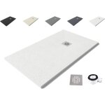 Varobath - receveur de douche nolita 80x140 - matriau en rsine minrale avec texture ardoise c3 antidrapant ...