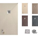 Varobath - receveur de douche one 100x100 - matriau en rsine avec charge minrale et texture ardoise ...