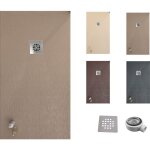 Varobath - receveur de douche one 100x80 - mat�riau en r�sine avec charge min�rale et texture ardoise ...