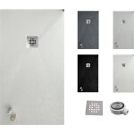 Varobath - receveur de douche one 90x80 - mat�riau en r�sine avec charge min�rale et texture ardoise ...