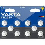 Varta piles bouton cr2025, lot de 10, power on demand, lithium, 3v, emballage s�curis� pour les enfants, ...