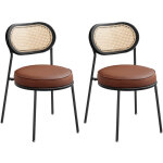 Vasagle - lot de 2, chaise de cuisine, style boho, dossier en polyrattan, similicuir, rembourr�e, pour ...