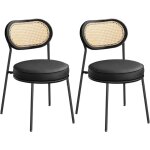 Lot de 2, chaise de cuisine, style boho, dossier en polyrattan, similicuir, rembourrée, pour la cuisine ... Lot de 2, chaise de cuisine, style boho, dossier en polyrattan, similicuir, rembourrée, pour la cuisine ...