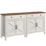 Vasagle - buffet, lot de 2, meuble de rangement avec tiroir, meuble de cuisine, portes, tagre rglable, ...