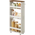 Chariot de rangement fin � 4 niveaux, �tag�re de cuisine avec roulettes, avec poign�e, petit espace, ...