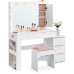Vasagle - coiffeuse, table de maquillage avec tiroir, tabouret, avec clairage led et miroir, armoire ...