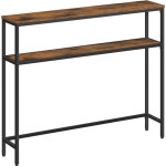 Console pour couloir, table de salon fine à 2 niveaux, table d'appoint avec 2 Étagères, 20 x 100 x 80 ... Console pour couloir, table de salon fine à 2 niveaux, table d'appoint avec 2 Étagères, 20 x 100 x 80 ...