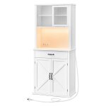 Vasagle - meuble de rangement avec lumires et chargeur, placard de cuisine, avec portes et tiroirs, ...