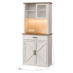 Meuble de rangement avec lumires et chargeur, placard de cuisine, avec portes et tiroirs, buffet, meuble ...
