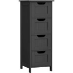 Vasagle - meuble de salle de bain, meuble de rangement, armoire sur pied, avec 4 tiroirs, 30 x 30 x 82 ...