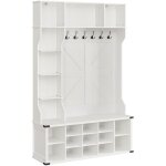Vasagle - porte - manteau avec banc � chaussures, meuble d'entr�e, �tag�res r�glables, 20 compartiments, ...