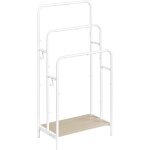 Porte serviette salle de bain, range serviette, sur pied, 3 barres, 50 x 30 x 100 cm, 2 crochets, tagre ...