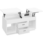 Vasagle - table basse, table de salon relevable avec 2 tiroirs et compartiments cachs, compartiments ...