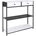 Table d'entre troite, avec 2 tiroirs en tissu, meuble console, bout de canap sur 3 niveaux, 24 x 76 ...