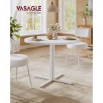 Vasagle - table ronde, table de cuisine, pour 4 personnes, style campagnard, surface rsistante  l'eau, ...