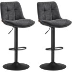 Tabourets de bar, lot de 2, chaise de cuisine, siège pivotant à hauteur réglable, avec dossier et repose ... Tabourets de bar, lot de 2, chaise de cuisine, siège pivotant à hauteur réglable, avec dossier et repose ...