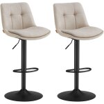 Tabourets de bar, lot de 2, chaise de cuisine, sige pivotant  hauteur rglable, avec dossier et repose ...
