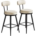 Vasagle tabourets de bar, lot de 2, pivotants � 360�, avec dossier, en pu, hauteur 65 cm, cr�me