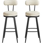Vasagle tabourets de bar, lot de 2, pivotants � 360�, avec dossier, en pu, hauteur 76 cm, cr�me