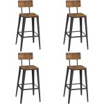 Vasagle - tabourets de bar industriel, lot de 4, chaise bar cuisine, avec dossier, cadre en acier, montage ...
