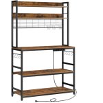 Tagre de cuisine avec multiprise, support pour micro - ondes, tagre de rangement, avec panneau grillag, ...