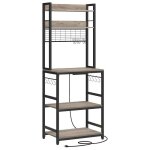 Tag�re de cuisine avec multiprise, support pour micro - ondes, �tag�re de rangement, avec panneau grillag�, ...