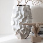 M&s - vase abstrait vague 33x33x48 cm en argile beige