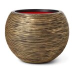 Capi europe - vase boule rib nl - 40 x 32 cm - noir / or