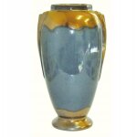 Vase en c�ramique bleu et or hauteur 30 cm